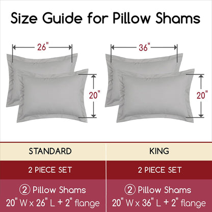 Pillow Shams Set - 2 PC Iconic Collection Decorative Pillow Covers - Soft, Cooling, Wrinkle, Fade, Stain Resistant - Luxury Bed Accessories (King 20" X 36", Beige)