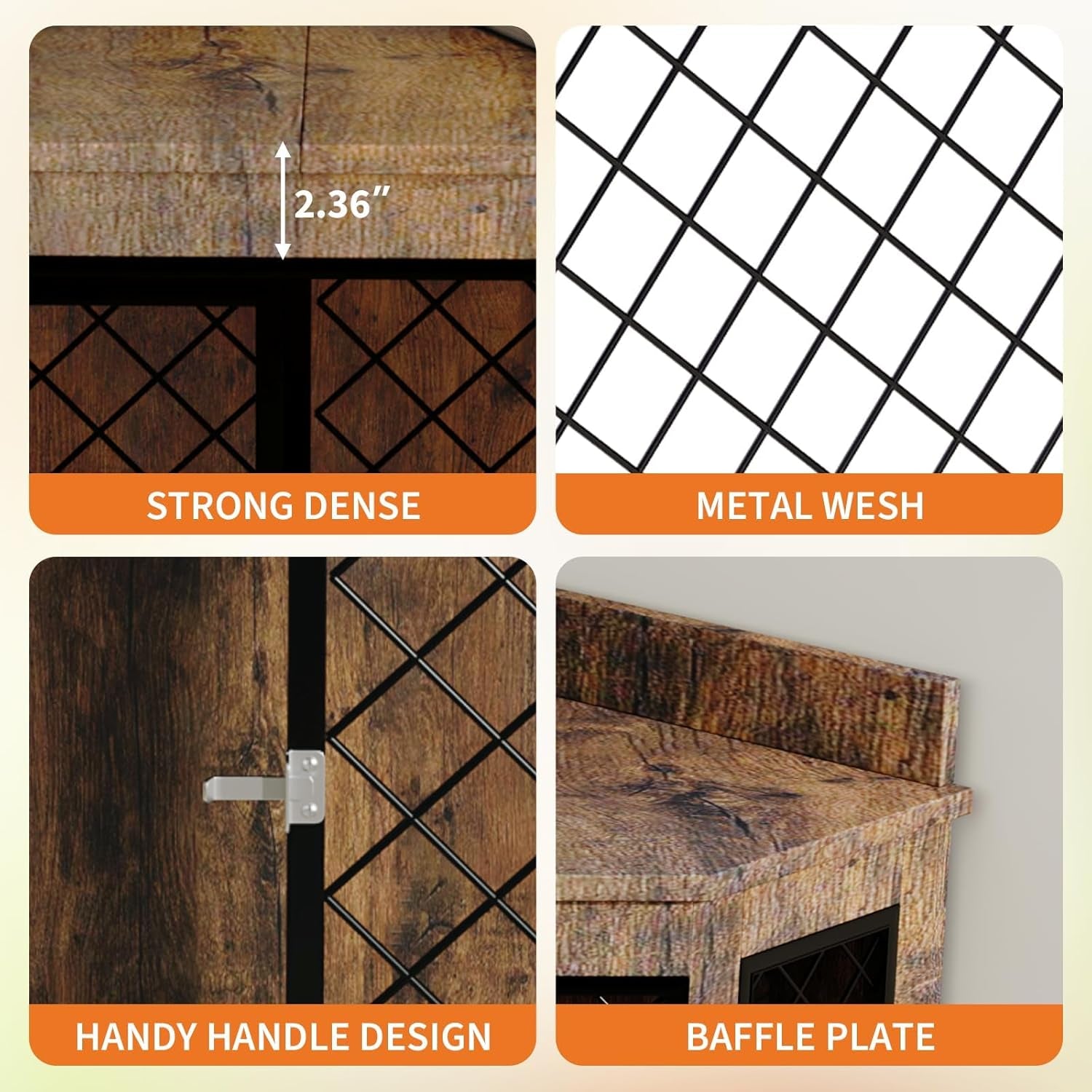 51.3" Corner Dog Crate Furniture with 360° Rotating Feeder, Decorative Dog Crates Dog Cage TV Stand Wooden Dog Kennel End Table for Small Medium Big Dog