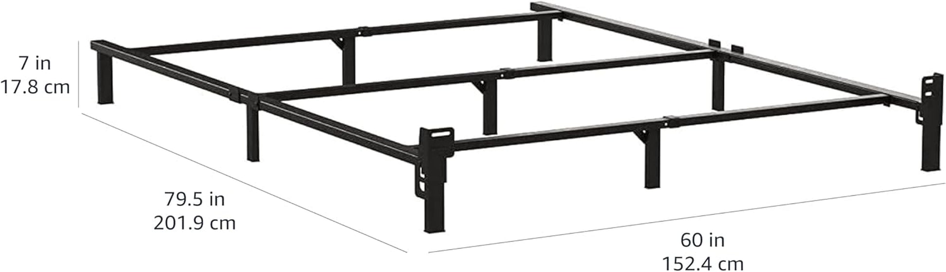 Metal Bed Frame(Box Spring Required), 9-Leg Base for Box Spring and Mattress, Queen, Tool-Free Easy Assembly, 79.5" L X 59.5" W X 7" H, Black