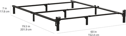 Metal Bed Frame(Box Spring Required), 9-Leg Base for Box Spring and Mattress, Queen, Tool-Free Easy Assembly, 79.5" L X 59.5" W X 7" H, Black