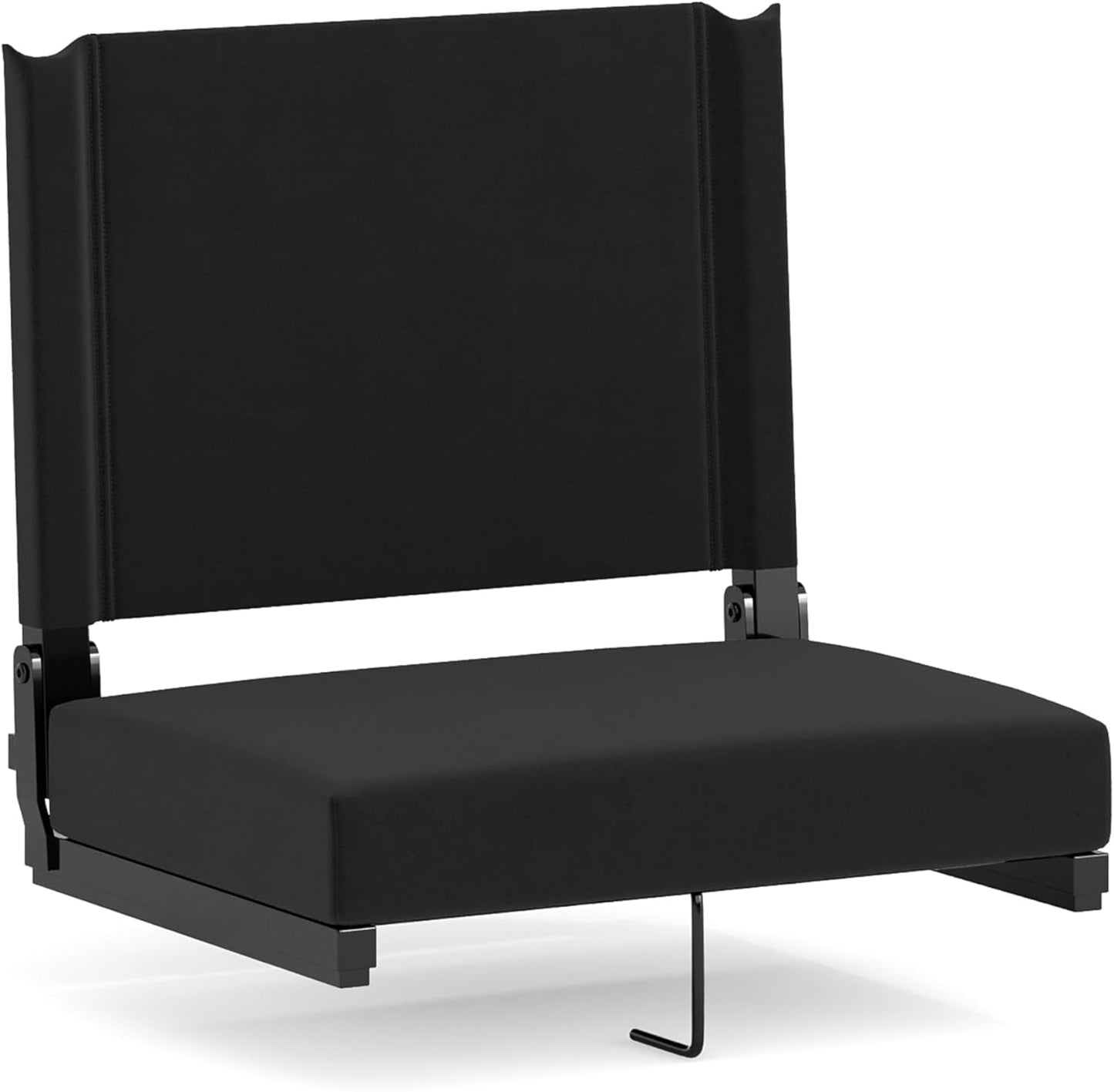 Grandstand Portable Stadium Seat for Bleachers or Benches, Folding Padded Stadium Chair with Carrying Handle, 500 Lb. Weight Capacity, Black