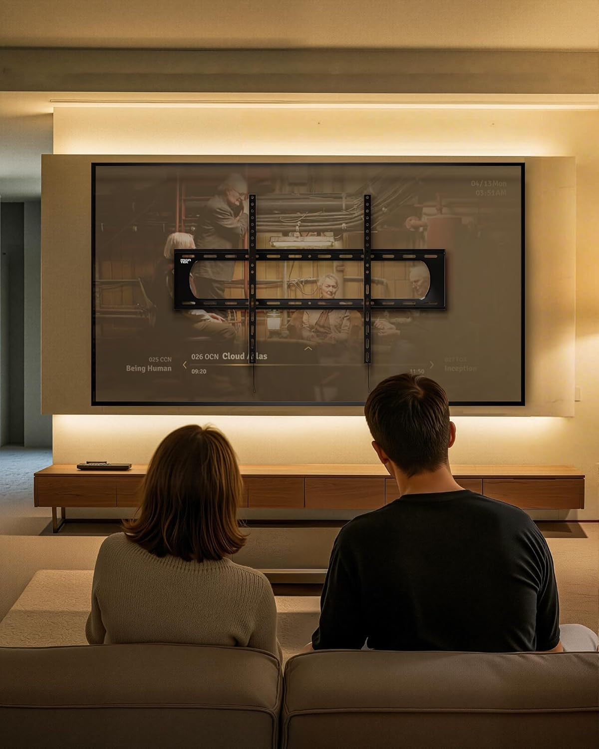 Heavy Duty Fixed TV Wall Mount Bracket for 60–120" Flat & Curved Tvs up to 300Lbs, 4× Load Tested, Ultra Slim 1.3" Low Profile, Max VESA 900X600, Quick-Release Lock, Fits 16"/18"/24" Wood Studs