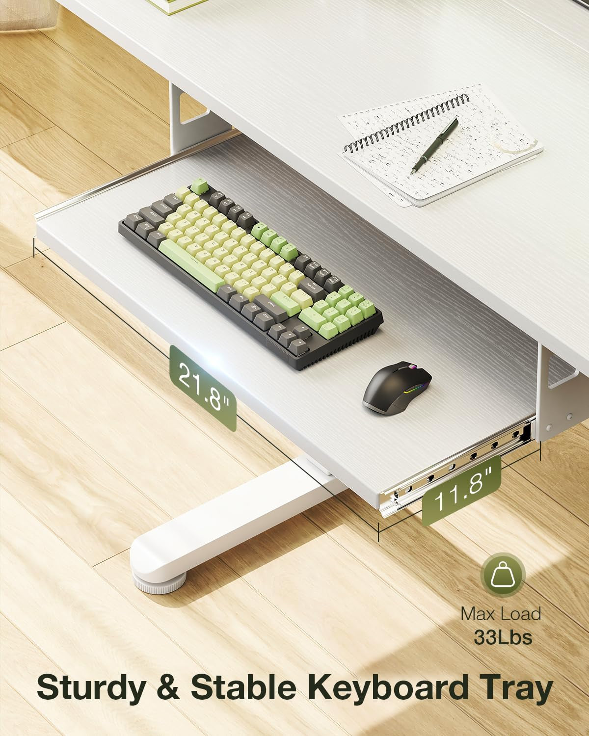 Electric Standing Desk with Keyboard Tray, 40 Inch Height Adjustable Small Table, Sit Stand Table, Writing Computer Desk for Home, Office, Workstation, White