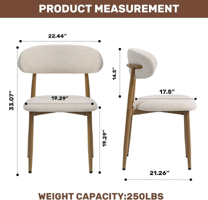 Dining Chairs Set of 4, Metal Kitchen Chairs with Modern Fabric Upholstered for Dining Room, Beige
