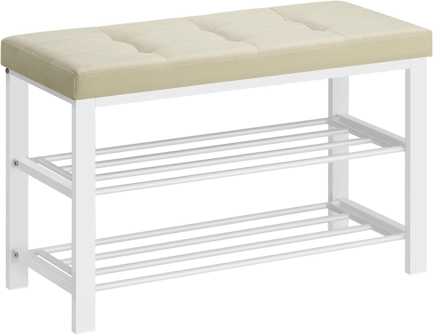 Shoe Bench, Storage Bench, Entryway Bench with Cushion, Shoe Shelf with Seat, Space-Saving, Modern Style, for Living Room, Bedroom, Hallway, Dark Gray and Ink Black ULBS579B33