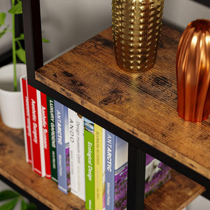 Bookshelves 6 Tiers, Industrial Etagere Heavy Duty Shelves for Living Rooom, Office Storage Geomeric Display Boocase, Vintage Brown