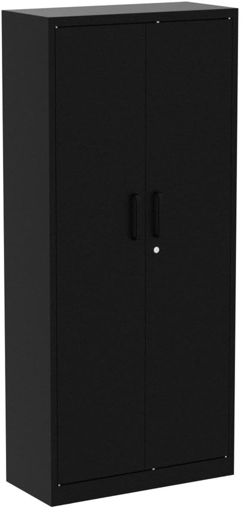 Metal Garage Storage Cabinet with 2 Doors and 5 Adjustable Shelves - 71" Steel Lockable File Cabinet,Locking Tool Cabinets for Office,Home,Garage,Gym,School (Black)