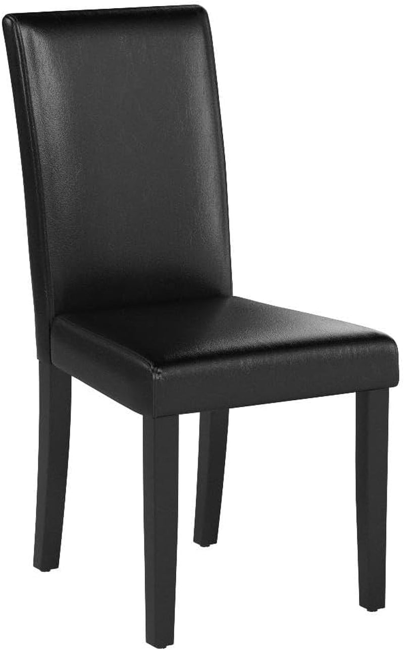 Dining Chairs Set of 4 PU Leather Upholstered Parsons Dining Chairs with Solid Wood Legs for Kitchen/Living Room/Restaurant, Modern Style, Black
