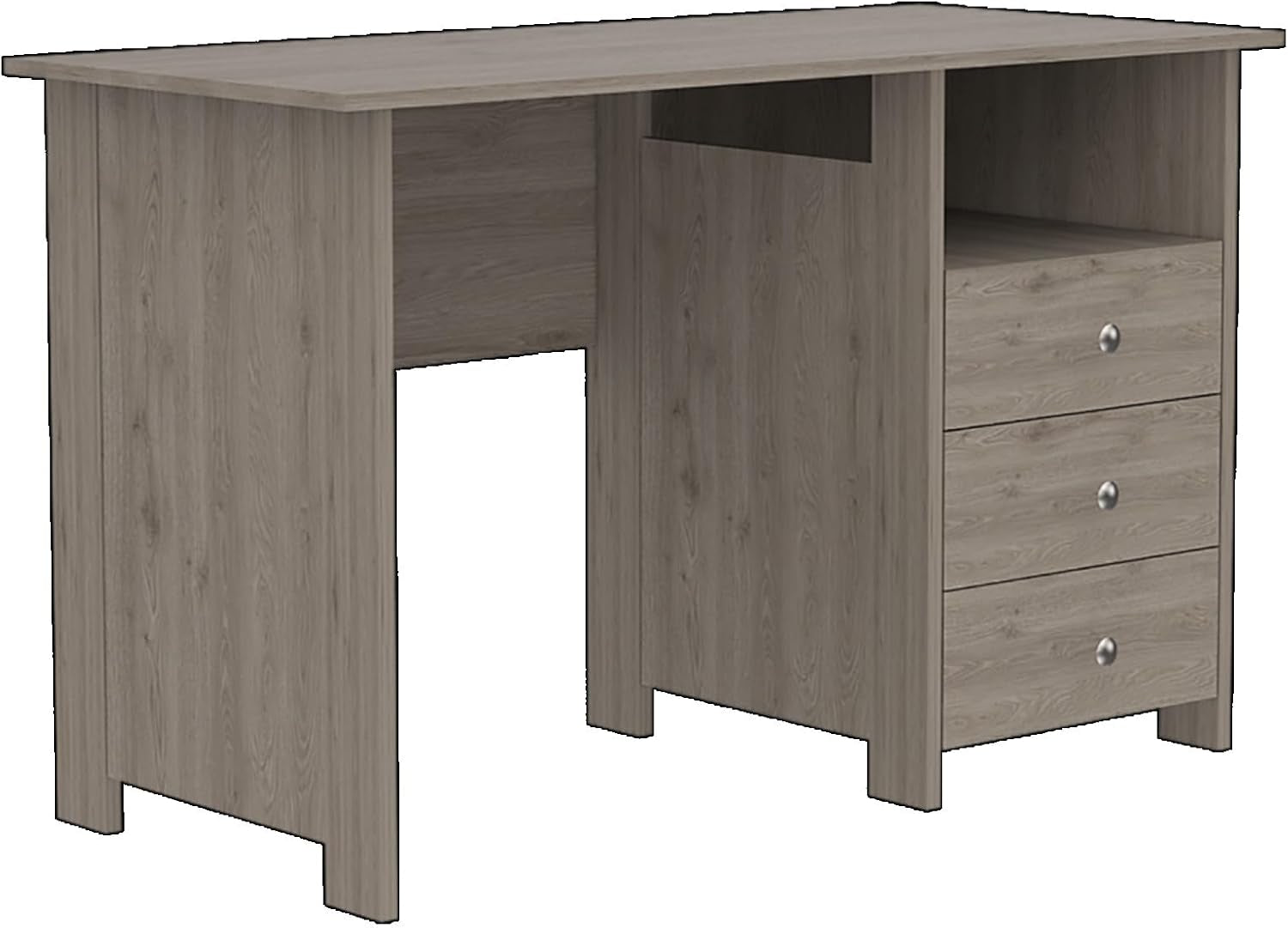 Modern Look Wooden Computer Desk with Open Storage Shelf and 3-Drawers, Multifunctional and Practical Study Writing Table for Studio Apartments, Dorms, Bedrooms, and Small Offices