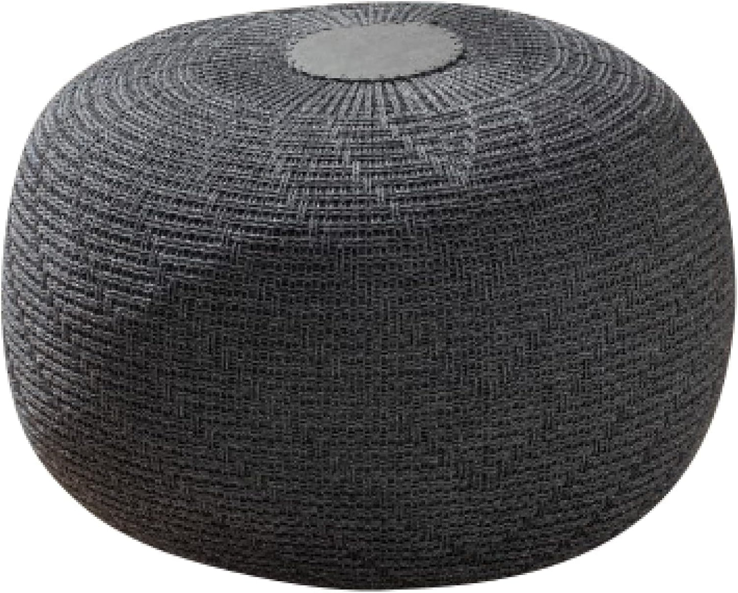 Large Ottoman Foot Stool, Knitted Foot Rest, round Pouf Chair, Modern Living Room Furniture Bean Bag, Room Decor, Bedroom Footstool, Boho Pouffe, Home Decor Poof, 20"W X 15"H, Anthracite