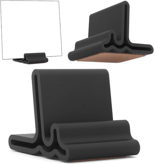Vinyl Record Display Stand – Modern Now-Playing Record Holder with Non-Slip Cork Base, Turntable & CD Display for Albums, Minimalist Tabletop Accessory for Home or Studio (Black)