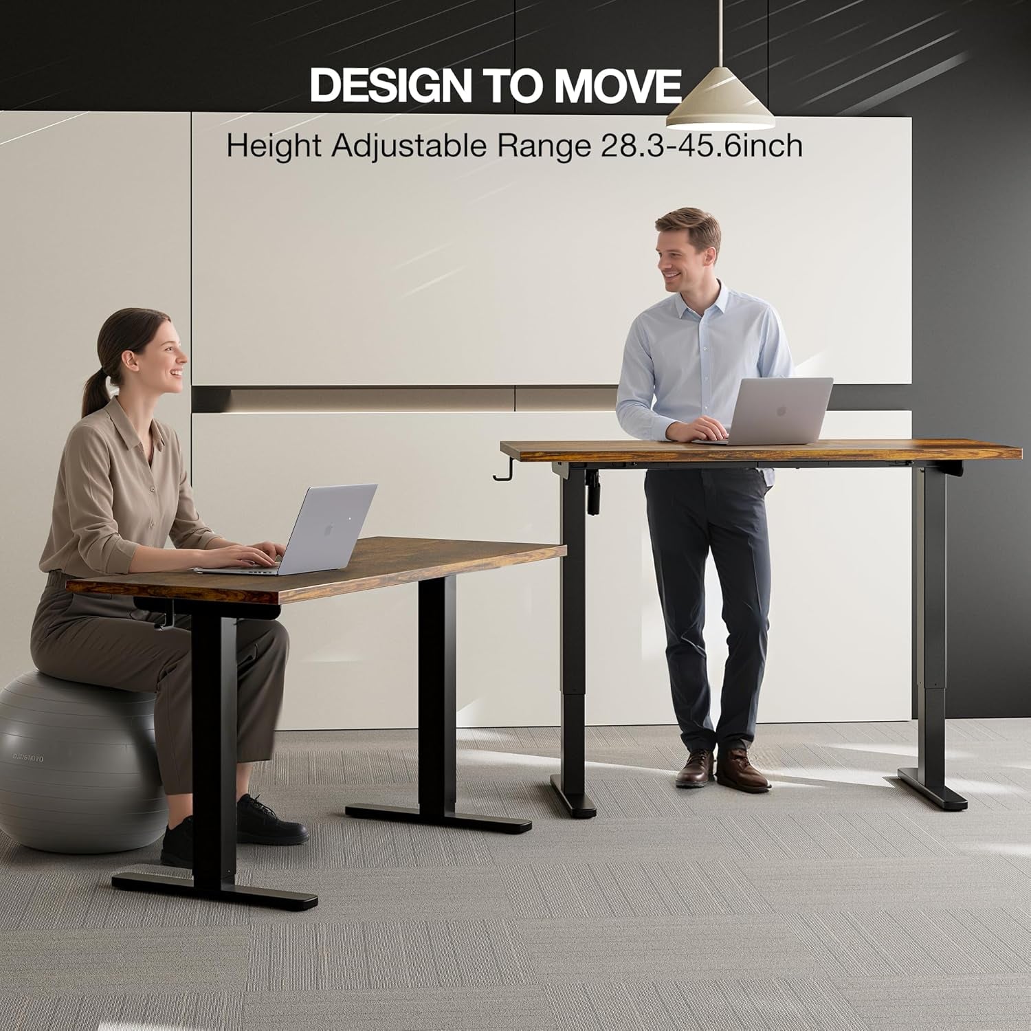 Electric Standing Desk with Cable Management, 48 X 24 Inches Sit Stand up Desk,2 Memory Preset for Home Office&Gaming&Living Table with Splice Board (Rustic Brown Desktop)