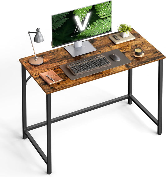 Computer Desk, Gaming Desk, Home Office Desk, for Small Spaces, 19.7 X 39.4 X 29.9 Inches, Industrial Style, Metal Frame, Rustic Brown and Black ULWD41X