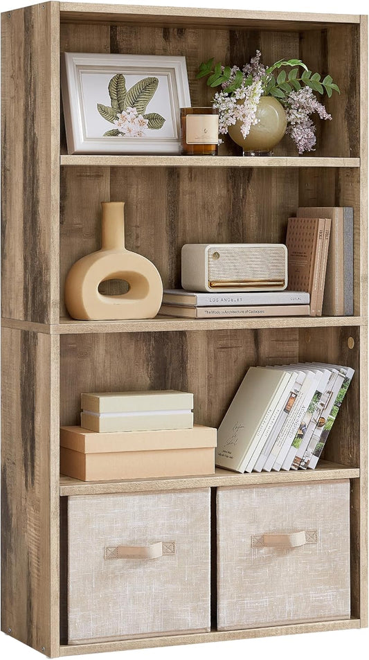 Custos Collection - Bookshelf, 4-Tier Bookcase, Book Shelf, Open Storage Shelf, 9.4 X 23.6 X 42.4 Inches, for Living Room, Home Office, Dinning Room, Camel Brown ULBC164L01