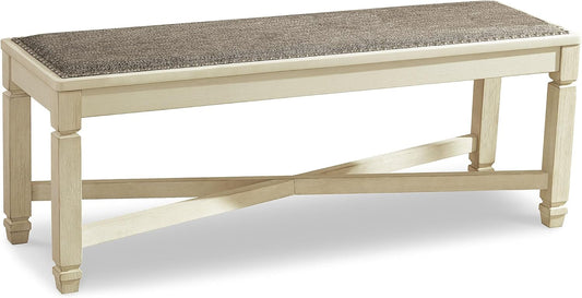Bolanburg French Country Upholstered Dining Room Bench, Antique White