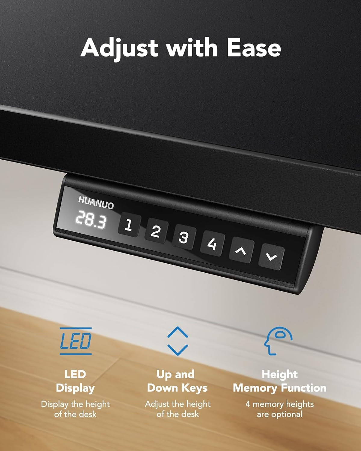 Electric Standing Desk, 48" X 24" Whole Piece Desktop, Adjustable Height Computer Desks, 4 Height Memory Settings, Sit Stand up Desk for Home Office, Black