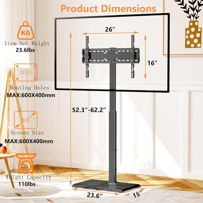 Universal Floor TV Stand,Tv Floor Mount Stand for 32-75 Inch TV up to 110 Lbs, Swivel and Height Adjustable Tall TV Stand for Bedroom,Office(Tcp01-M-A02)