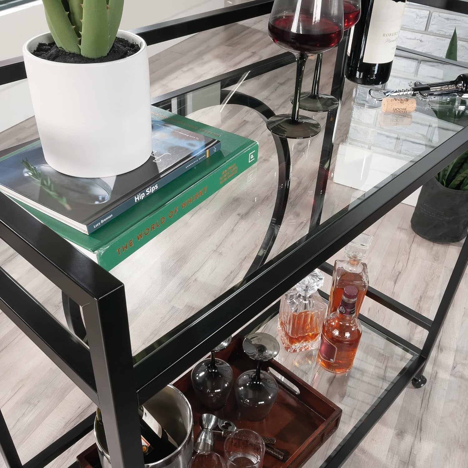 International Lux Bar Cart, Black Finish