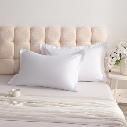 King Pillow Shams - 2 Pack Brushed Microfiber 20X36 Sham Covers - Super Soft and Cozy, Wrinkle, Fade, Stain Resistant 20X36 Inches Oxford Pillowcases, White