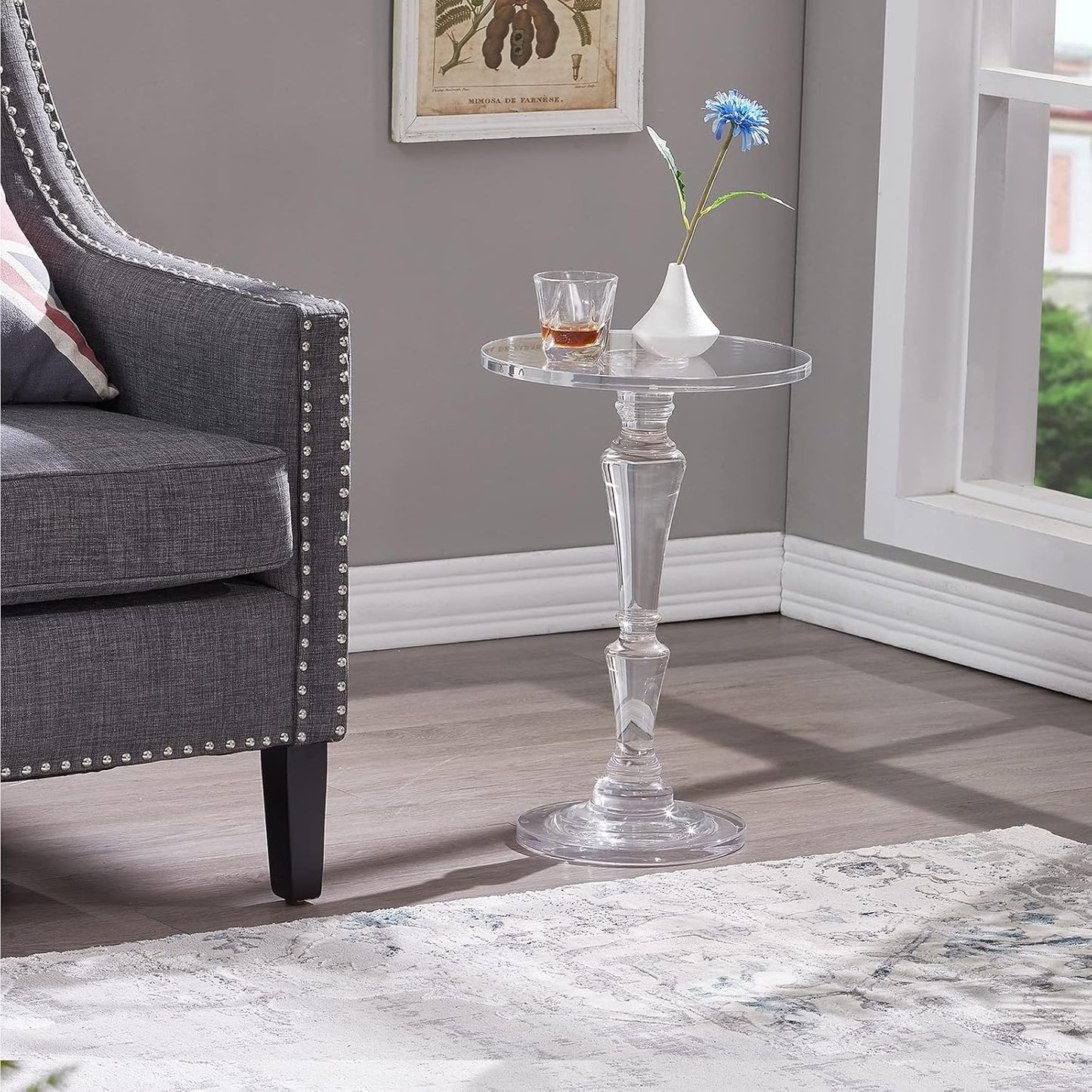 Furniture Acrylic Side Table, Acrylic End Table for Drinking Food,Clear Modern Small Tables for Living Room Bedroom Lobby,13.5''X13.5''X20'' High,9.48Lbs