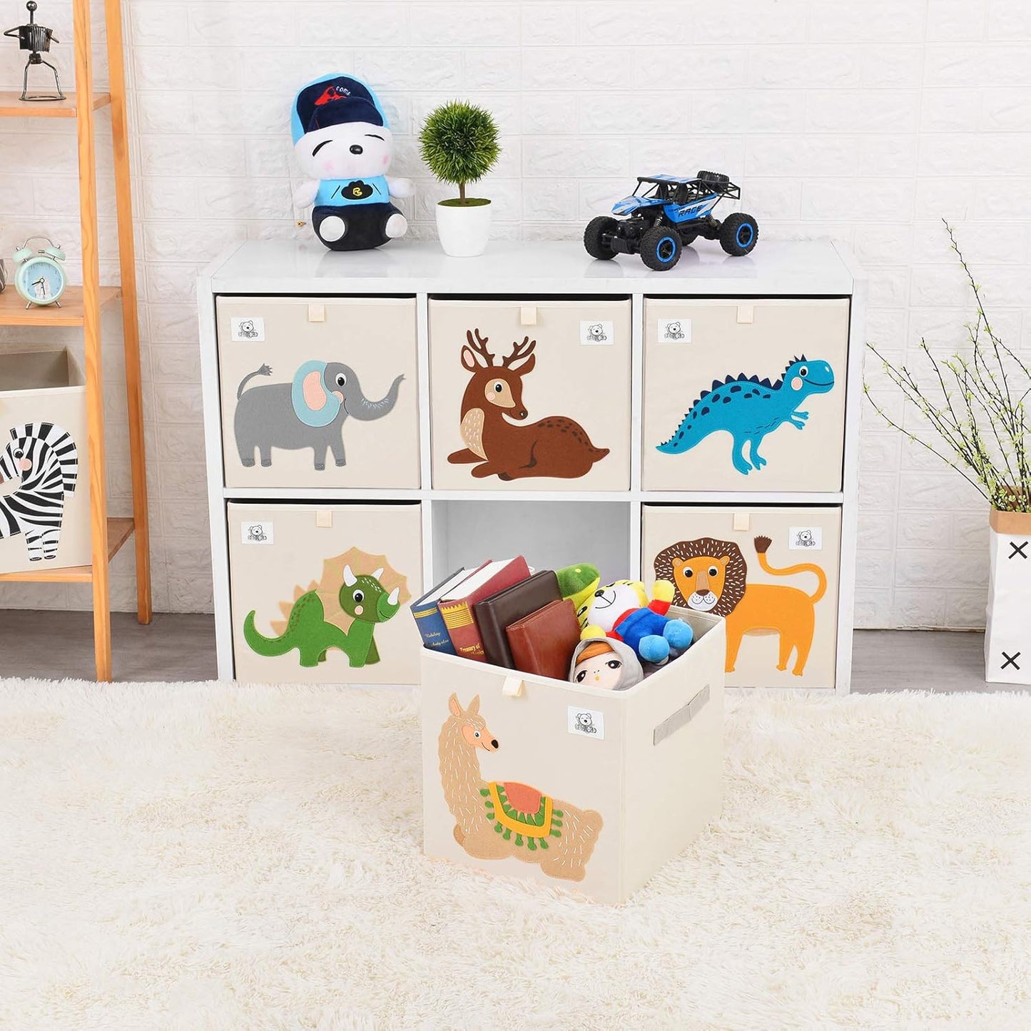 Foldable Animal Cube Storage Bins Fabric Toy Box/Chest/Organizer for Toddler/Kids Nursery, Playroom, 13 Inch (Triceratops)