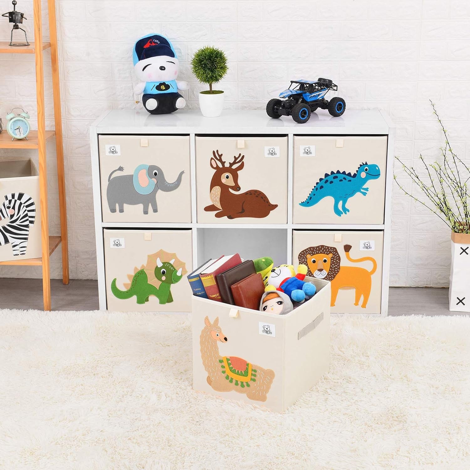 Foldable Animal Cube Storage Bins Fabric Toy Box/Chest/Organizer for Toddler/Kids Nursery, Playroom, 13 Inch (Triceratops)
