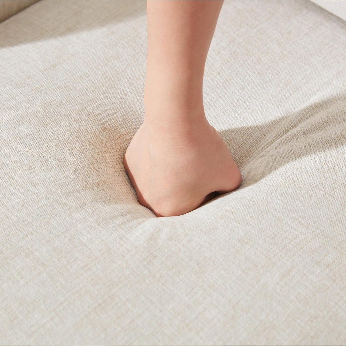 Upholstered Dining Chairs, Modern Kitchen Chairs Dinner Chairs with 4 Casters, Linen Armchair for Bedroom Reading Room Living Room, Beige