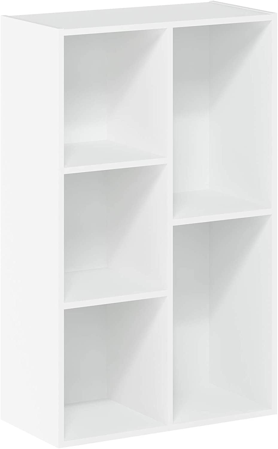 LUDER Book Shelf, 5-Cube Bookshelf, Reversible Bookcase, 9.4 X 19.5 X 31.5, Easy Assembly, for Living Room, Bedroom, Home Office, White