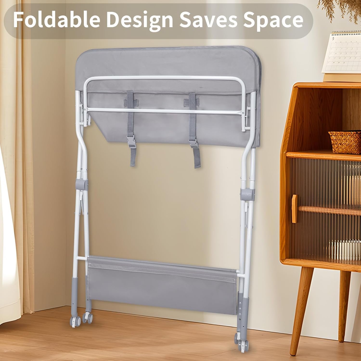 Baby Folding Portable Changing Table, 4-Level Adjustable Height Diaper Changing Station Table for Nursery with Safety Belt, Double Storage Bag, Headrests & Diaper Pad