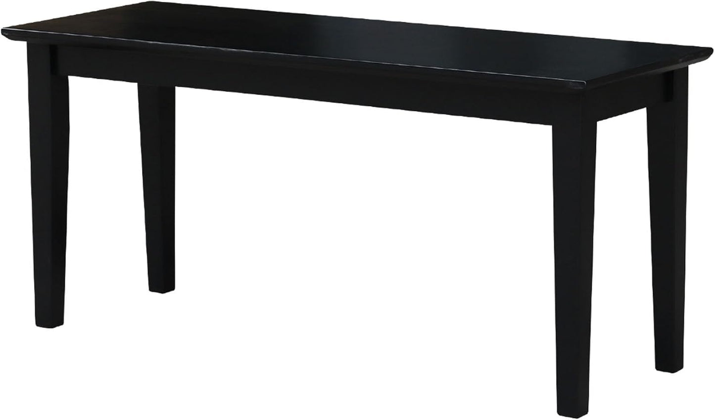 Shaker Style Bench Real/Solid Parawood, Kitchen/Dining, Sturdy & Reliable Seating, Easy Assembly, 39"W X 14"D X 18"H, 450 Lbs Wt. Capcity, Black
