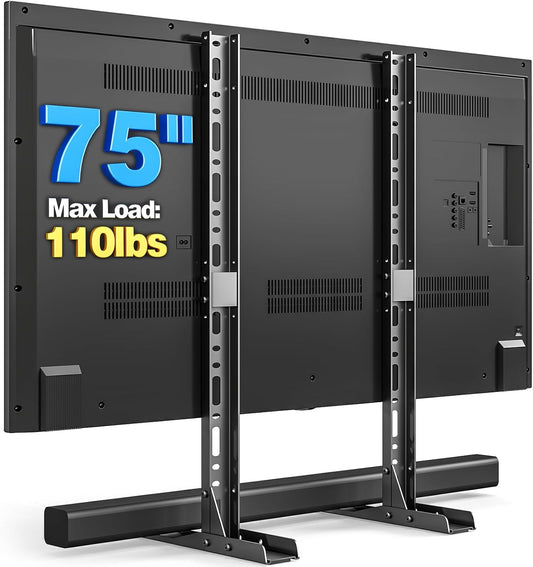 Universal TV Stand for 20-75 Inch Flat Curved Tvs, Height Adjustable Table Top TV Stand, TV Feet with Cable Management,Steel Replacement TV Legs Holds up to 110 Lbs, Max VESA 800X600Mm, Black