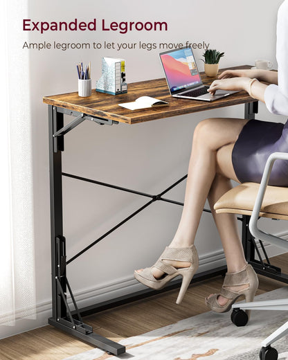 31.5" Folding Desk, Foldable TV Tray Table for Eating on Couch, Extra Large TV Dinner Trays, Portable Fold Computer Writing Desk Table for Home Office, Rustic Brown