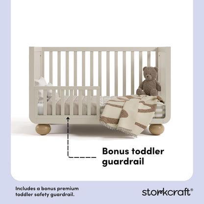 Amalfi Convertible Crib with Toddler Guardrail (Frosted Oat & Driftwood) – GREENGUARD Gold Certified, Toddler Bed Conversion Kit Included, Fits Standard Crib Mattress, Converts to Full Bed