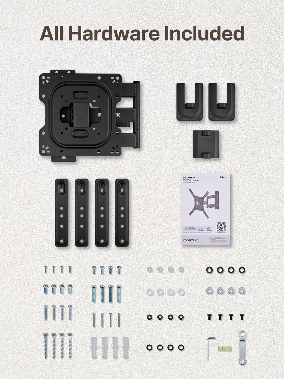 Full Motion TV Wall Mount for 23–65 Inch Flat & Curved Tvs and Monitors, Swivel & Tilt Articulating Bracket, Max VESA 400X400Mm, Holds up to 77 Lbs, Perfect Center Design