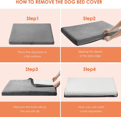 Orthopedic XL Dog Beds for Extra Large Dogs with Removable Washable Cover for Crate, Grey, 41X27