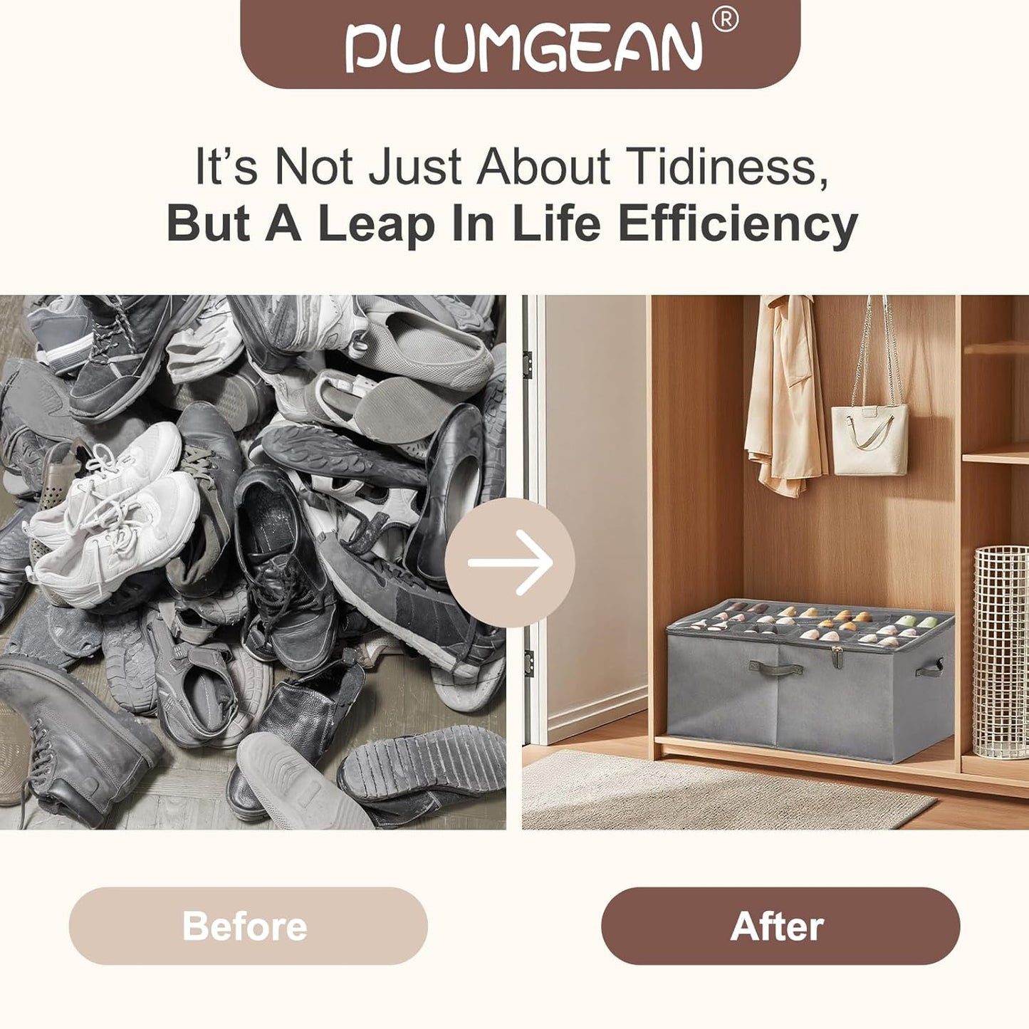 Shoe Organizer for Closet Shoe Storage Boxes Holder Containers Collapsible Fabric Shoes Cube Compact Bins for Dorm, Small Spaces, Fits Sandals, Large Shoes up to 24Pairs