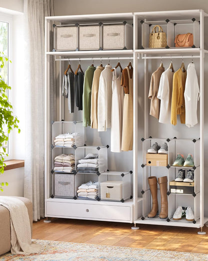 Cube Storage Organizer, Set of 16 Plastic Cubes, Book Shelf, Closet Organizers and Storage, Room Organization, Bedroom Living Room, 12.2 X 48.4 X 48.4 Inches, White ULPC44L