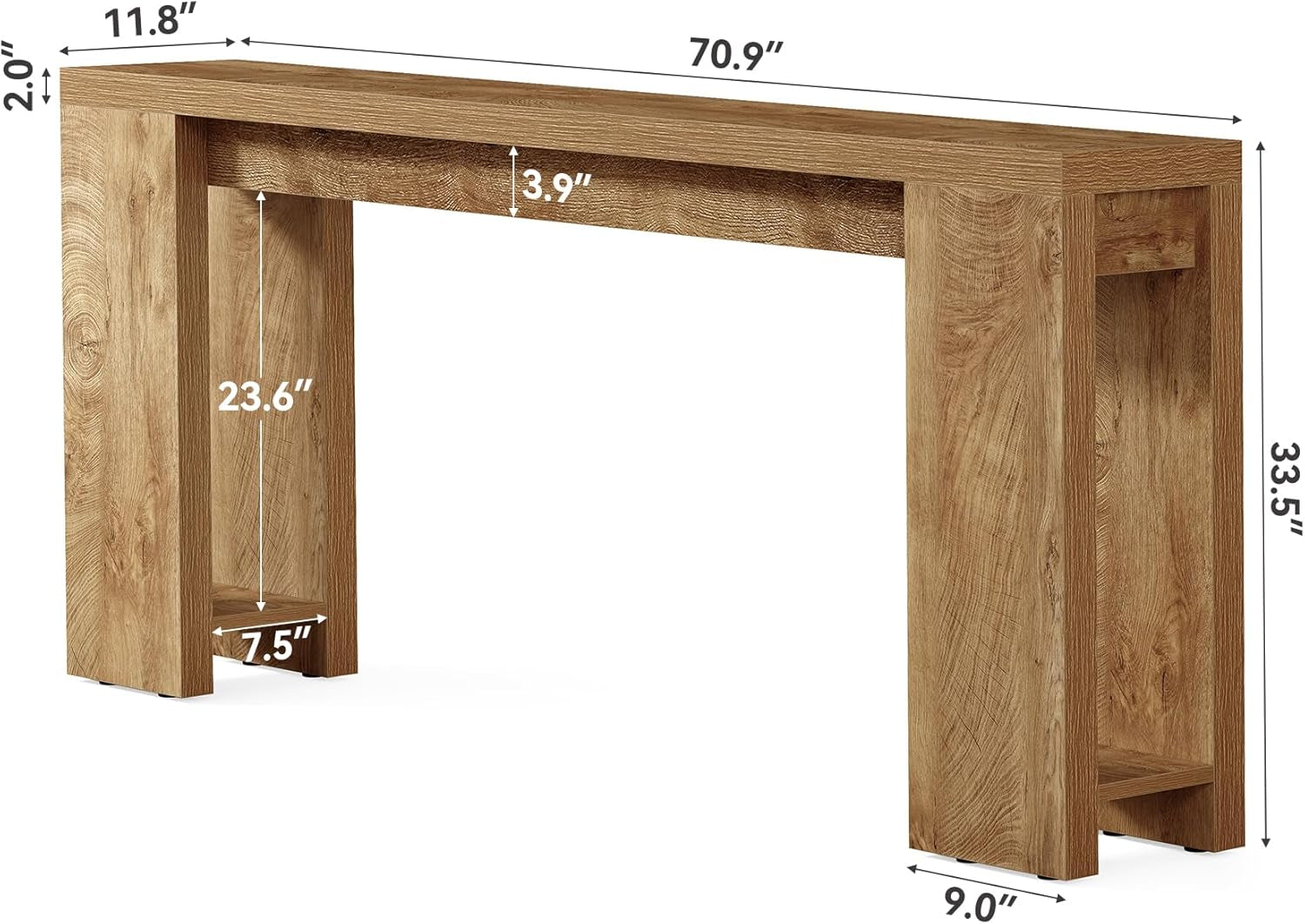 70.9-Inch Long Console Table, Narrow Sofa Table behind the Couch, Farmhouse Console Table for Living Room, Entryway, Hallway