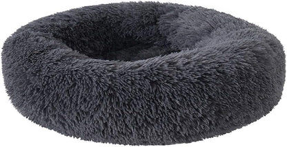 Donut Dog Bed Cat Bed Fluffy Calming Pet Bed Dog round Bed Cat round Bed Warm Kitten Nest Ideal for 3Kg Pet, Small, Dark Light