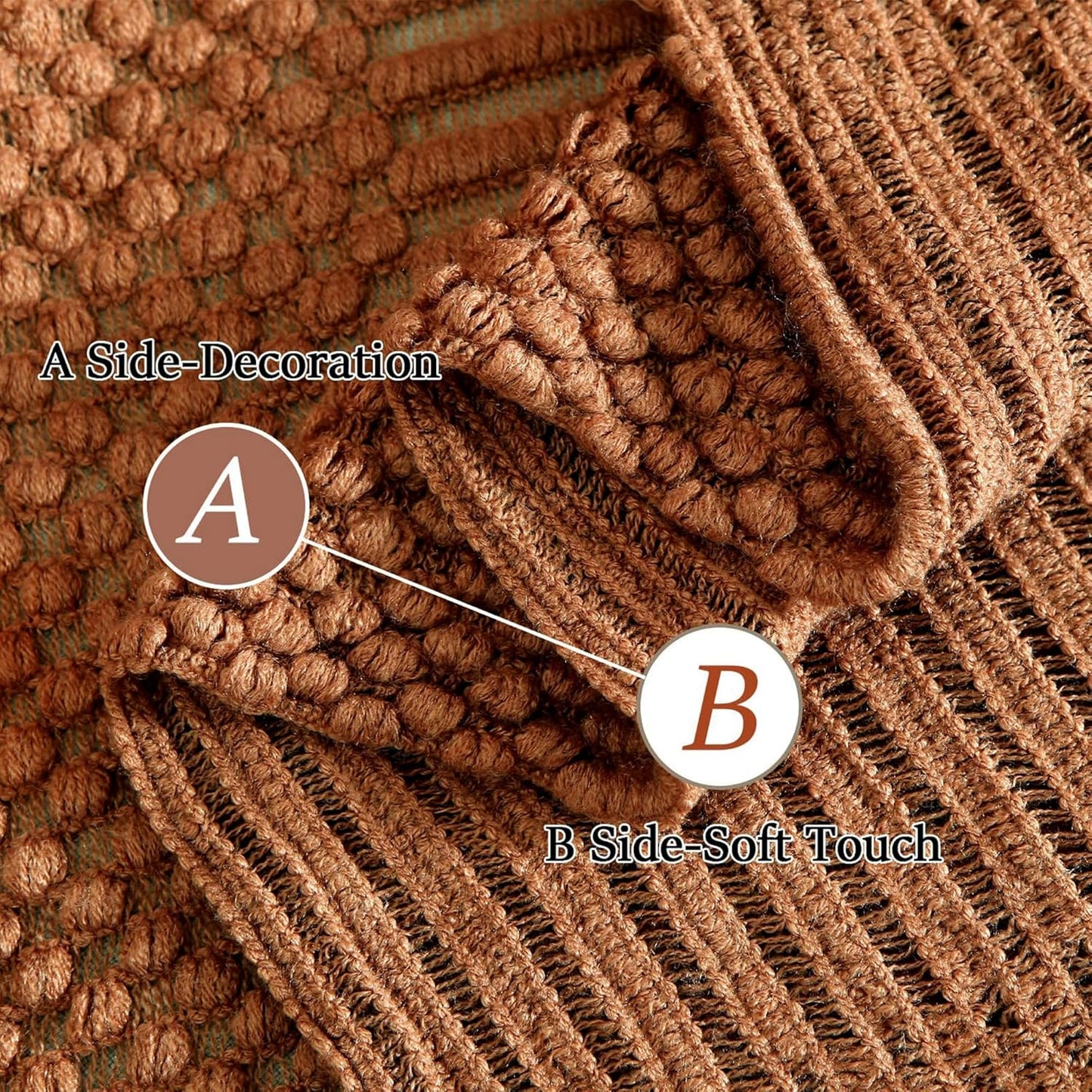 Knitted Throw Blanket for Couch and Bed, Soft & Cozy Knit Blanket with Tassel, Burnt Orange Lightweight Decorative Blankets & Throws, Farmhouse Warm Woven Blanket for All Seasons,50" W X 60" L