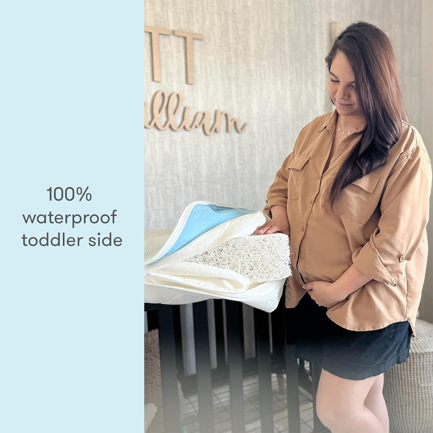 Waterproof Crib Mattress and Toddler Bed - Ultra-Breathable Proven to Reduce Suffocation Risk, Washable Core & Cover, All-Stages, Infant to Toddler, Deluxe 5.5" Thick - White