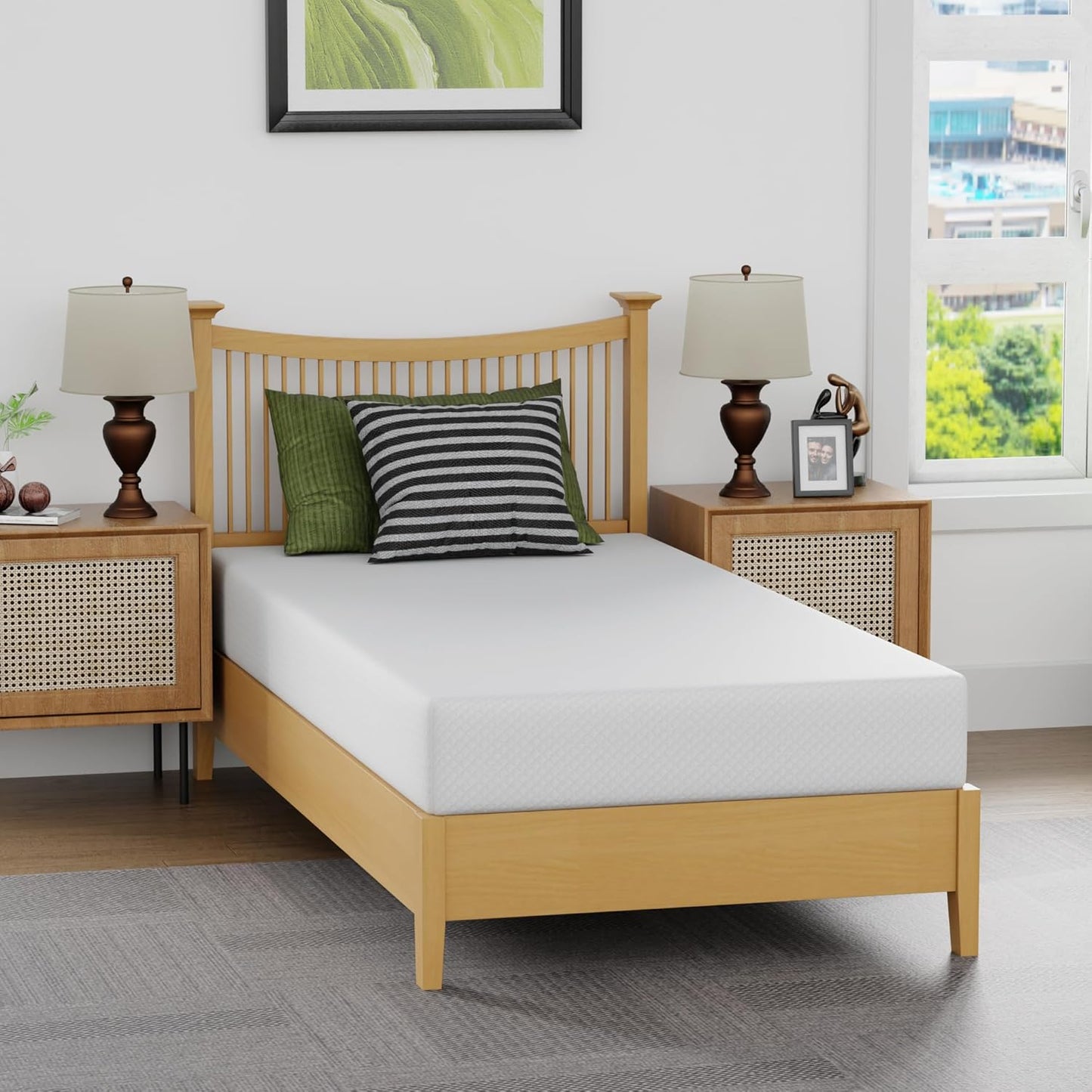 | 8 Inch Twin Mattress | Medium Firm | Gel Memory Foam Mattress | White | Bed in a Box, Certipur-Us Certified | Pressure Relief, Cooling Ventilated Foam | Washable Removable Cover