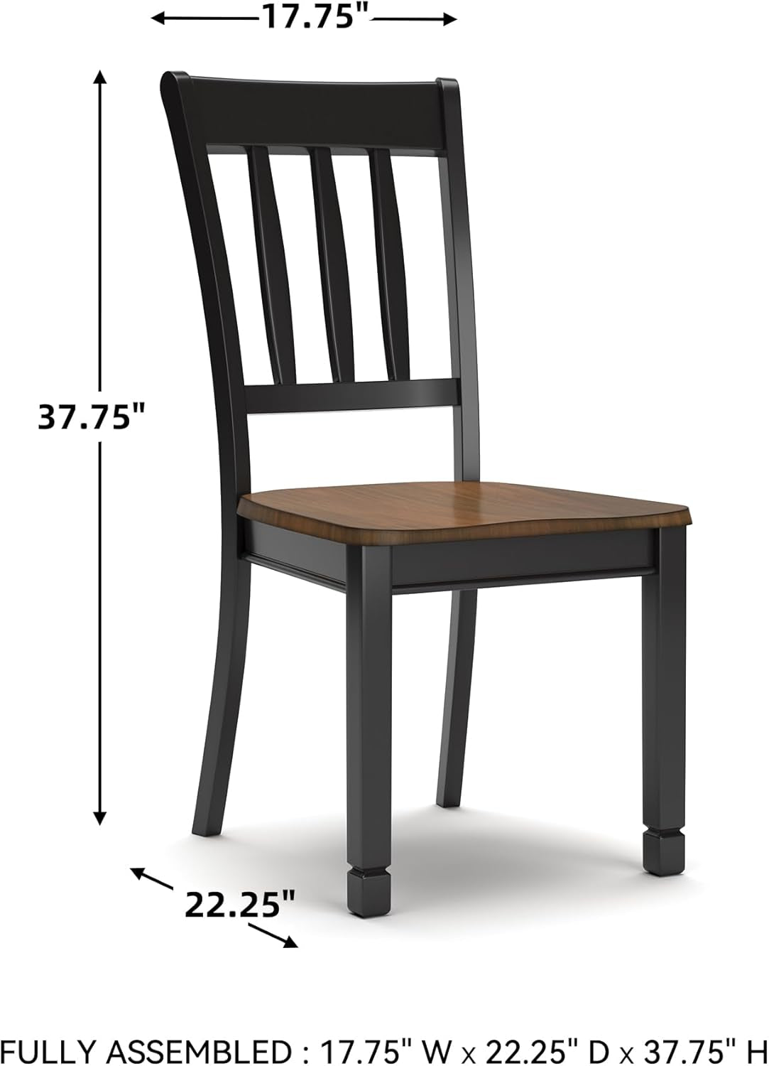 Owingsville Modern Farmhouse Dining Room Side Chair, Set of 2, Black and Brown