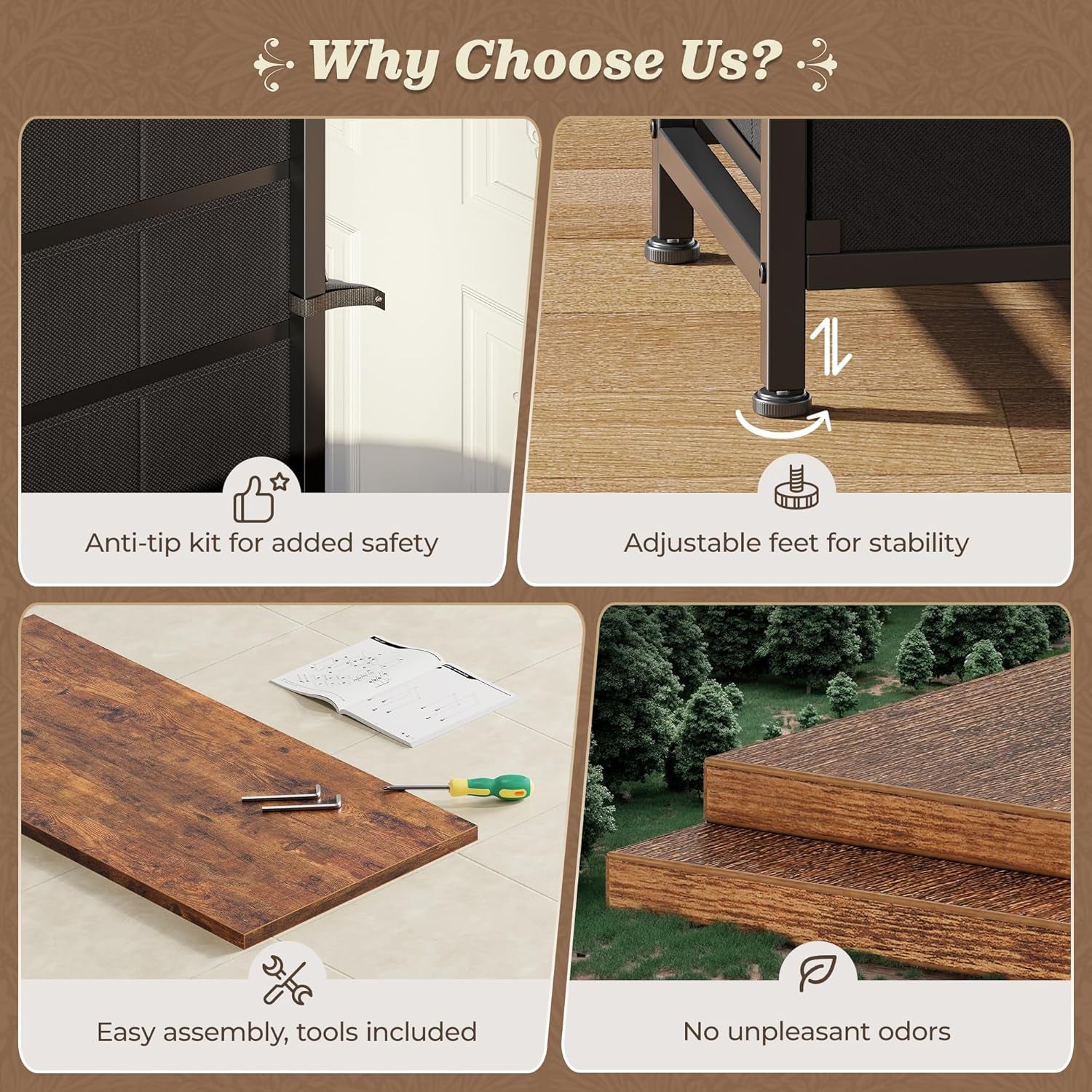 70 Inch Dresser for Bedroom, TV Stand for 65, 75, 80 Inch TV, 13 Fabric Drawer Long Dresser, Large Entertainment Center for Bedroom, Wide Chest of Drawer with Storage, Rustic Brown