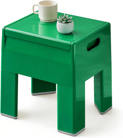 Nightstand Bedside with Storage Space, Multifunctional Colorful Plastic End Table Small Side Table for Bedroom, Dorm and Small Spaces, Easy Assembly(11.8" D X 15" W X 15.7" H, Green)