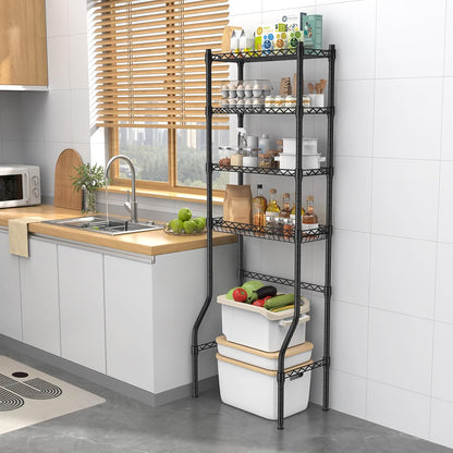 4 Tier over the Toilet Storage Rack, Bathroom Organizers and Storage over Toilet with Adjustable Shelf and Basket, above Toilet Storage Bathroom Cabinet for Small Space (Black)