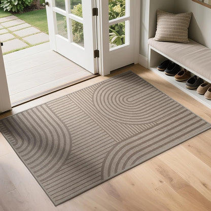 Front Door Mat 17''X30'', Absorbent Muddy Dirt Resist Washable Non Slip Low-Profile Indoor Doormat, Welcome Entryway Door Mats, Brown