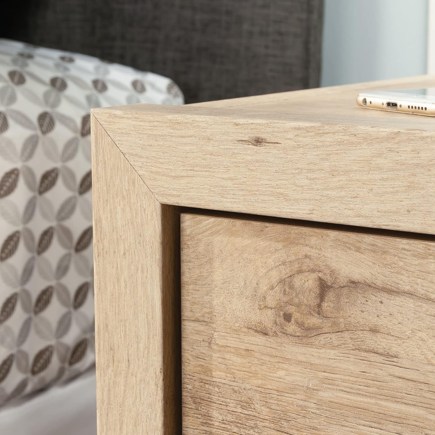 Pacific View Bedroom Night Stand, Spacious Storage, 1 Drawer Nightstand, Prime Oak Finish