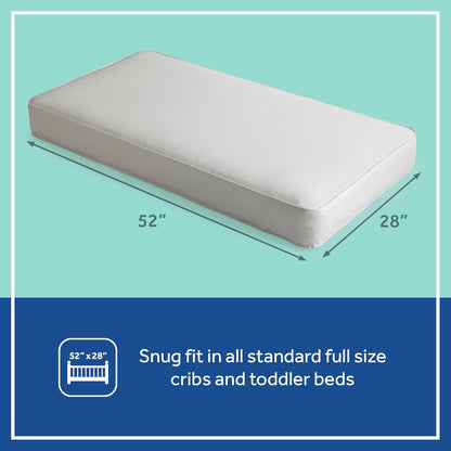 Posture Perfect Breathable Crib Mattress, GREENGUARD Gold Certified, Made in USA, 2 Stage Hybrid Memory Foam & 150 Premium Coils, Toddler Bed Fit, Safety & Quality Tested, 52X28"