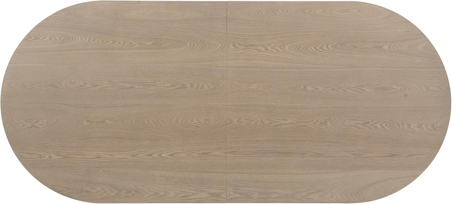 Lancas Modern Minimalist Wooden Indoor Dining Table, Oval Top Dining Table Set for 6, Pedestal Dining Room/Kitchen Table, Ideal for Restaurant/Family Gatherings, Light Ash